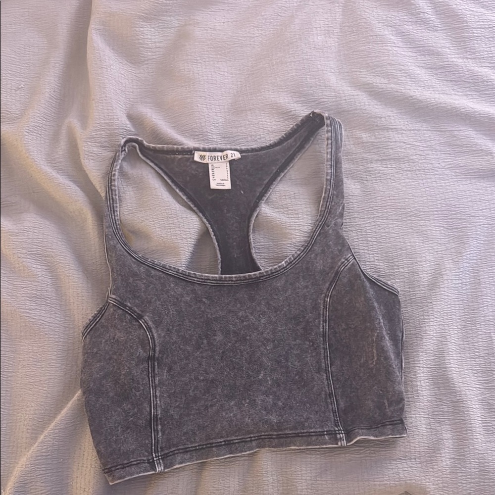 Forever 21 Gray Sleeveless Crop Tank Top